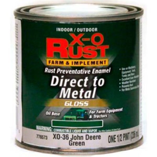 General Paint X-O Rust Brush-On Enamel, Gloss Finish, Grass Green, Matches John Deere Green, 1/2-Pint - 776573 776573